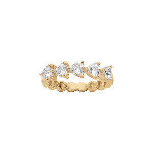 BAGUE VERMEIL 5 COEURS OXYDES BLANCS SERTIS