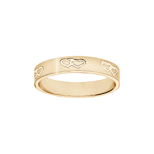 ALLIANCE VERMEIL RUBAN 4MM GRAVEE 2 COEURS ENTRELACES