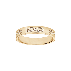 ALLIANCE RUBAN 4MM GRAVEE SYMBOLE INFINI VERMEIL