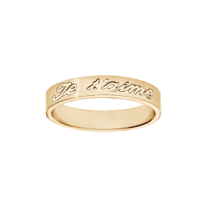 ALLIANCE VERMEIL RUBAN 4MM GRAVEE JE T'AIME