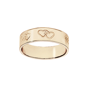 ALLIANCE VERMEIL RUBAN 6MM GRAVEE 2 COEURS ENTRELACES