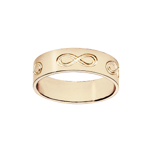 ALLIANCE RUBAN 6MM GRAVEE SYMBOLE INFINI VERMEIL