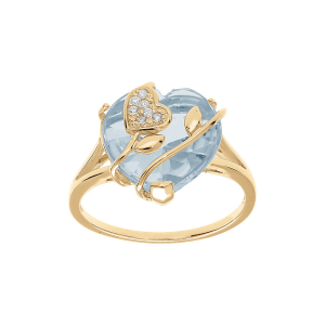 BAGUE VERMEIL COEUR OXYDE CIEL AVEC VOLUTE