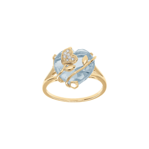 BAGUE VERMEIL COEUR OXYDE CIEL AVEC VOLUTE