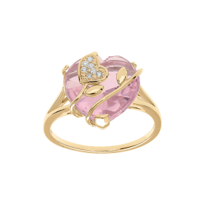 BAGUE VERMEIL COEUR OXYDE ROSE AVEC VOLUTE