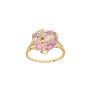 BAGUE VERMEIL COEUR OXYDE ROSE AVEC VOLUTE