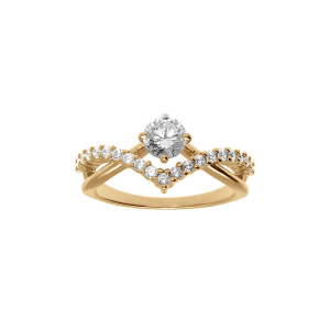 BAGUE VERMEIL SOLITAIRE OXYDE BLANC SERTI 5MM  AVEC POINTE OXYDES BLANCS