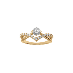 BAGUE VERMEIL SOLITAIRE OXYDE BLANC SERTI 5MM  AVEC POINTE OXYDES BLANCS