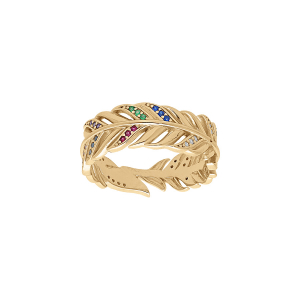 BAGUE VERMEIL PLUME 7MM OXYDES MULTI COULEURS