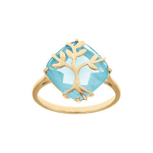BAGUE VERMEIL  OXYDE BLEU CIEL AVEC ARBRE DE VIE