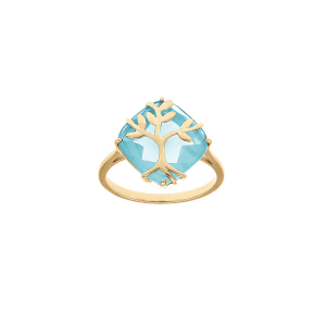 BAGUE VERMEIL  OXYDE BLEU CIEL AVEC ARBRE DE VIE