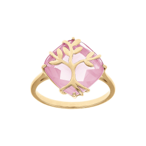 BAGUE VERMEIL  OXYDE ROSE AVEC ARBRE DE VIE