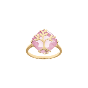 BAGUE VERMEIL  OXYDE ROSE AVEC ARBRE DE VIE