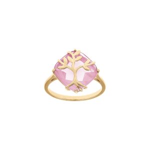 BAGUE VERMEIL  OXYDE ROSE AVEC ARBRE DE VIE