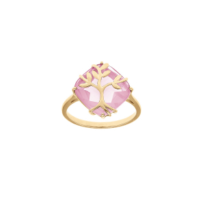 BAGUE VERMEIL  OXYDE ROSE AVEC ARBRE DE VIE