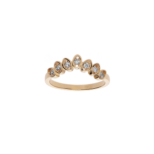 BAGUE VERMEIL FORME V NAVETTES OXYDES BLANCS SERTIS