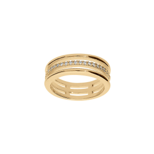 BAGUE VERMEIL  3 RANGS AVEC OXYDES BLANCS SERTIS