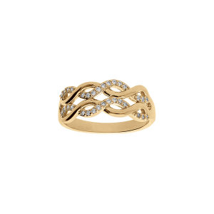 BAGUE VERMEIL 2 RANGS MOTIFS INFINIS OXYDES BLANCS SERTIS
