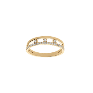 BAGUE VERMEIL 2 RANGS AJOURÉE 1 RAIL OXYDES BLANCS SERTIS ET 3 OXYDES BLANCS SERTIS