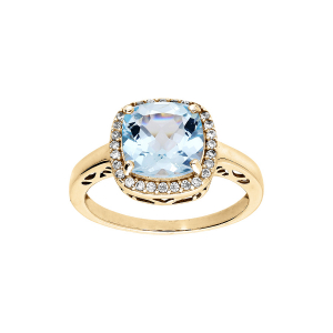 BAGUE VERMEIL MASSIF PIERRE CARRÉ TOPAZE BLEUE VERITABLE OXYDES BLANCS SERTIS