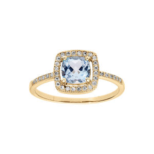 BAGUE VERMEIL MASSIF PIERRE CARRÉ TOPAZE BLEUE VERITABLE CONTOUR OXYDES BLANCS SERTIS