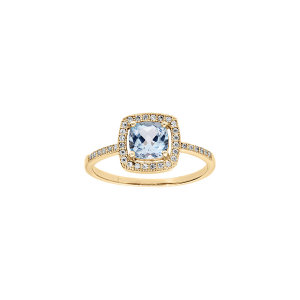 BAGUE VERMEIL MASSIF PIERRE CARRÉ TOPAZE BLEUE VERITABLE CONTOUR OXYDES BLANCS SERTIS
