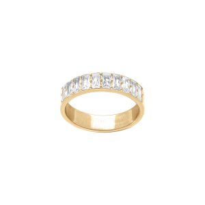 BAGUE VERMEIL PLATINÉ ALLIANCE AMERICAINE OXYDES BLANCS SERTIS
