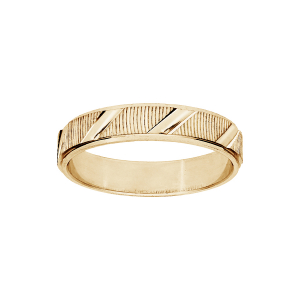 ALLIANCE VERMEIL 4MM DIAMANTEE STRIEE ET BIAIS