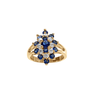 BAGUE VERMEIL MARQUISE OXYDES BLEU ET BLANCS