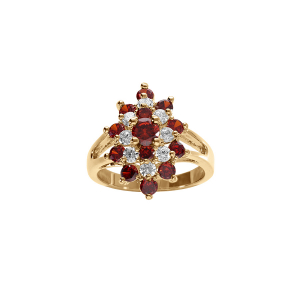 BAGUE VERMEIL MARQUISE OXYDES ROUGES ET BLANCS