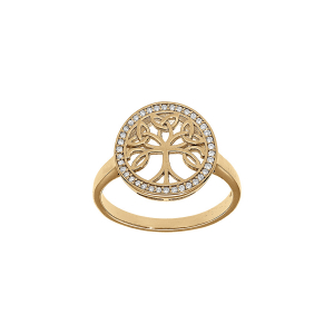 BAGUE VERMEIL ARBRE DE VIE CELTIQUE  14MM CONTOUR OXYDES BLANCS SERTIS
