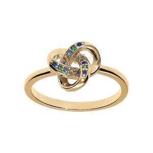 BAGUE VERMEIL RHODIÉ NOEUD OXYDES MULTI COULEURS SERTIS