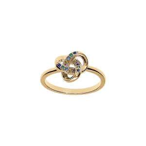 BAGUE VERMEIL NOEUD OXYDES MULTI COULEURS SERTIS