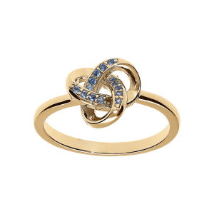 BAGUE VERMEIL RHODIÉ NOEUD OXYDES BLEU CIEL SERTIS