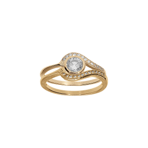 BAGUE VERMEIL DUO VAGUE OXYDES BLANCS SERTIS