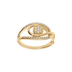 BAGUE VERMEIL VOLUTE OXYDES BLANCS SERTIS