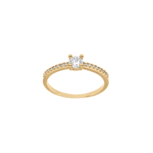 BAGUE VERMEIL SOLITAIRE OXYDES BLANCS SERTIS ET 1 OXYDE BLANC SERTI GRIFFE