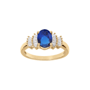 BAGUE VERMEIL OXYDE BLANC ET BLEU FONCÉ