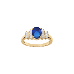 BAGUE VERMEIL OXYDE BLANC ET BLEU FONCÉ
