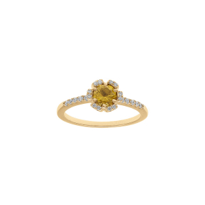 BAGUE VERMEIL FLEUR OXYDES COULEUR MIEL  ET BLANCS SERTIS