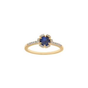 BAGUE VERMEIL FLEUR OXYDES BLEU FONCÉ ET BLANCS SERTIS