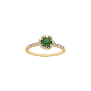 BAGUE VERMEIL FLEUR OXYDES VERT FONCÉ ET BLANCS SERTIS