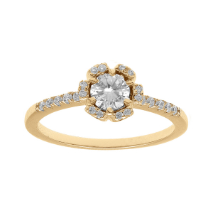 BAGUE VERMEIL FLEUR OXYDES BLANCS SERTIS