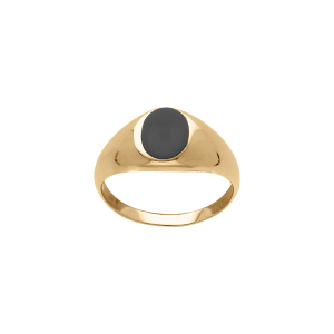 CHEVALIERE VERMEIL  CHEVALIERE PLATEAU OVALE ONYX 9 x 7 mm  NOIR