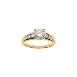 BAGUE VERMEIL RAIL OXYDES BLANCS ET 1 CENTRAL 4 GRIFFES