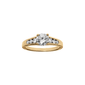 BAGUE VERMEIL GRAND DIAMETRE RAIL OXYDES BLANCS ET 1 CENTRAL 4 GRIFFES