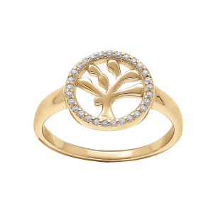 BAGUE VERMEIL ARBRE DE VIE CONTOUR OXYDES BLANCS SERTIS