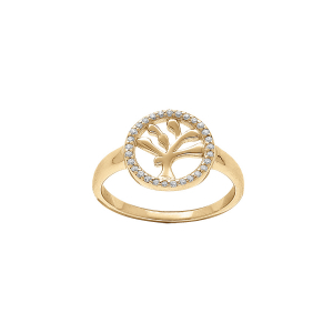 BAGUE VERMEIL ARBRE DE VIE CONTOUR OXYDES BLANCS SERTIS
