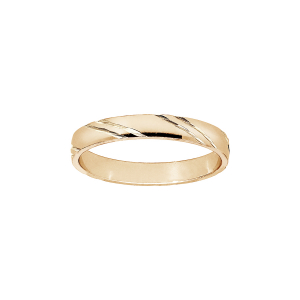 ALLIANCE VERMEIL 3MM DIAMANTEE 2 TRAITS BIAIS