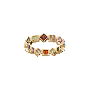 BAGUE VERMEIL FORME GEOMETRIQUE OXYDES MULTI COULEURS